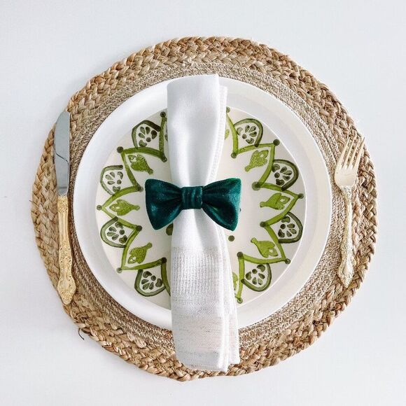 Stylish Bow Napkin Rings – Pine Green Handmade - Wedding Party Event Planner - Picture 1 of 14